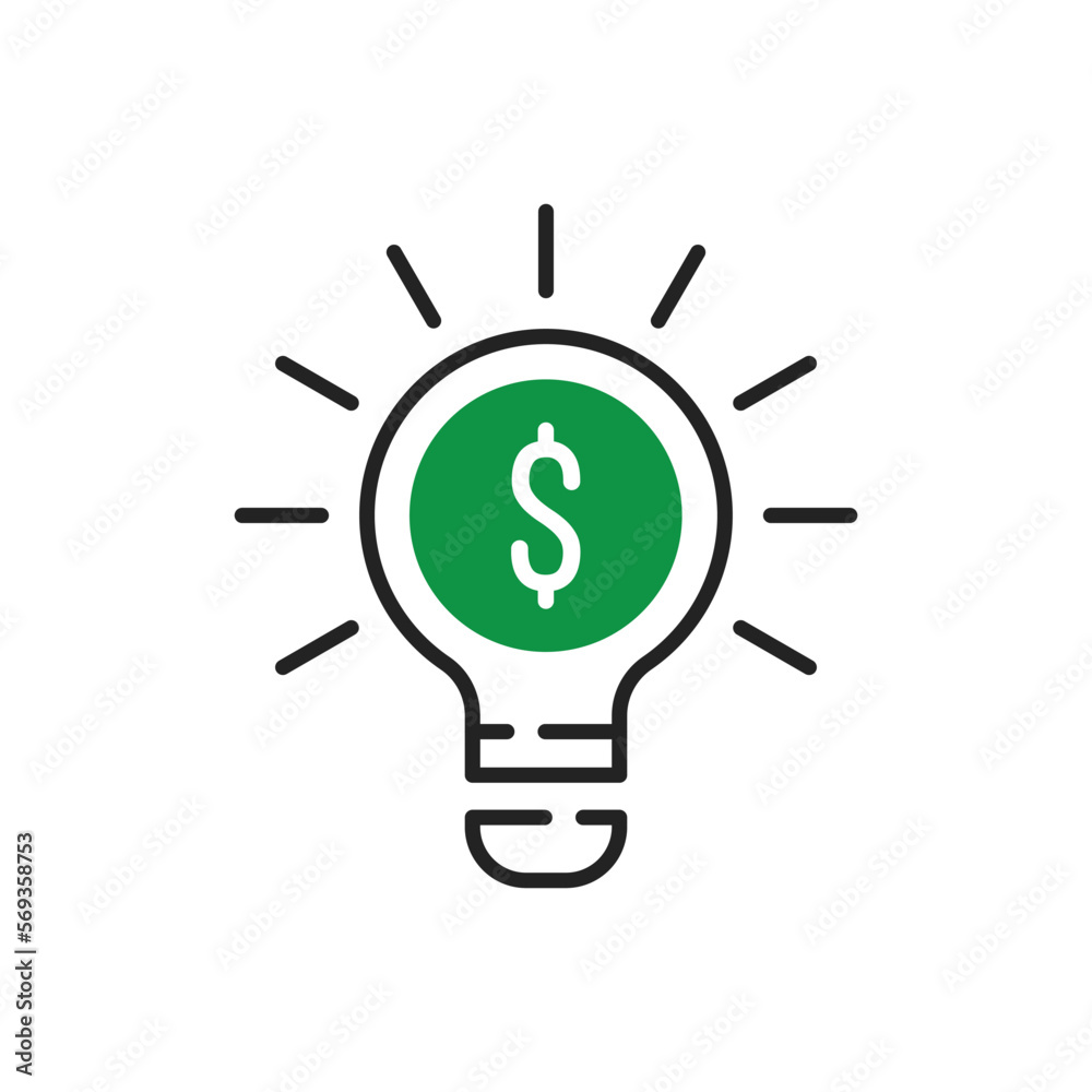 thin line lightbulb with dollar icon like start up thin line lightbulb with dollar icon like start up
