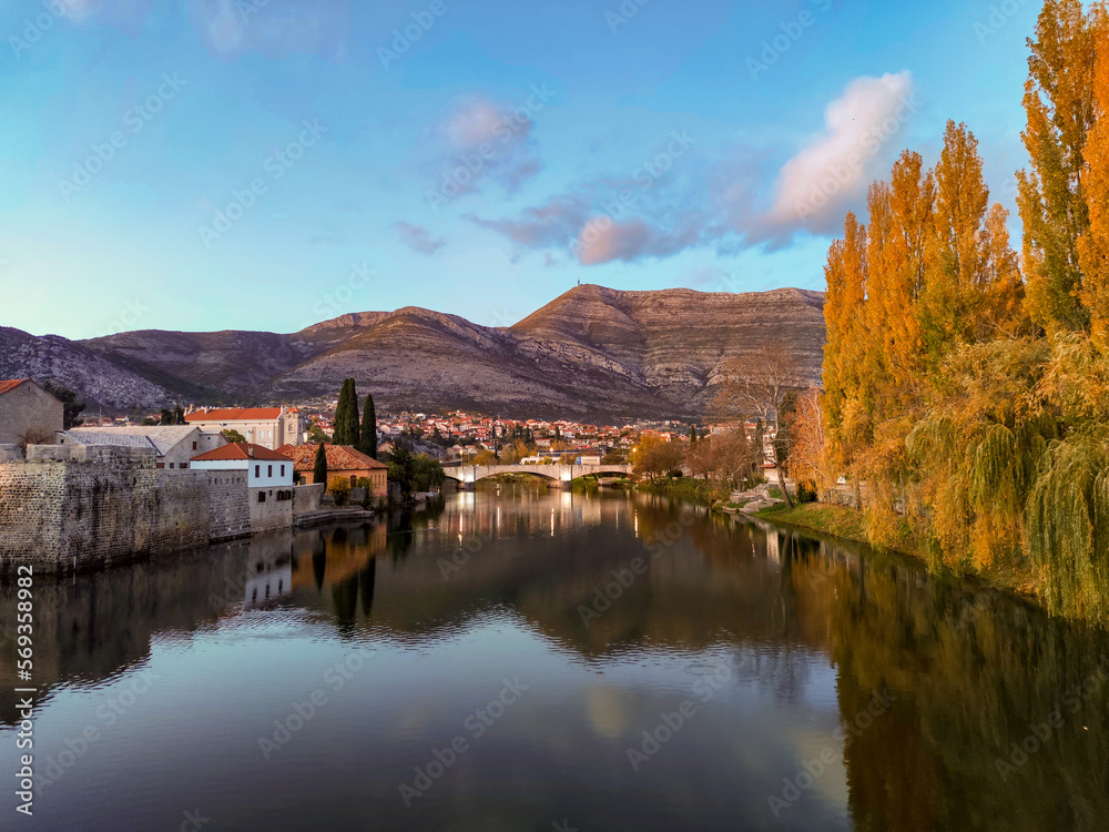 Fototapeta premium Landscape with the river and mountains in Bosnia and Hercegovina