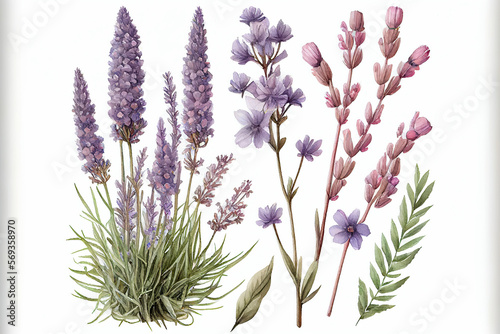 Lavender Flowers, Illustration, Generative AI