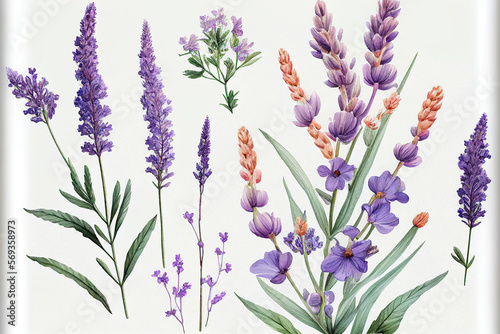 Lavender Flowers  Illustration  Generative AI