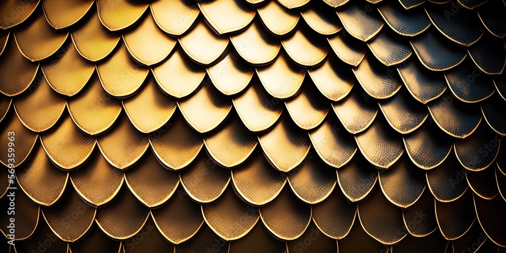 Fototapeta premium Macro Dragon Scale Texture Background. Generative AI.