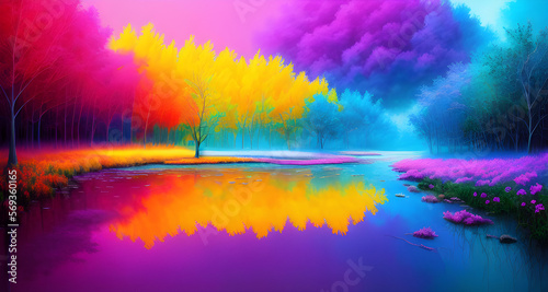 AI Digital Illustration Colourful Alien Landscape © Oblivion VC