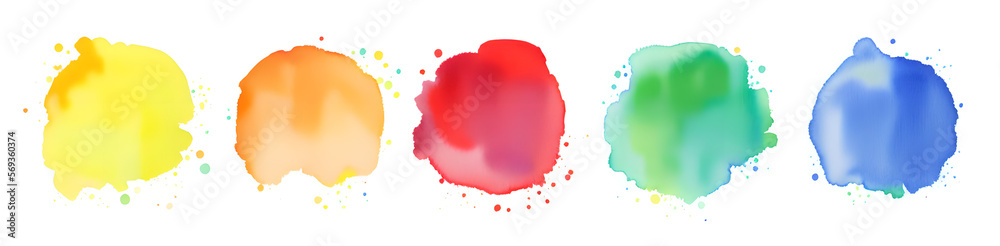 colorful blobs painted with watercolors - generative ai