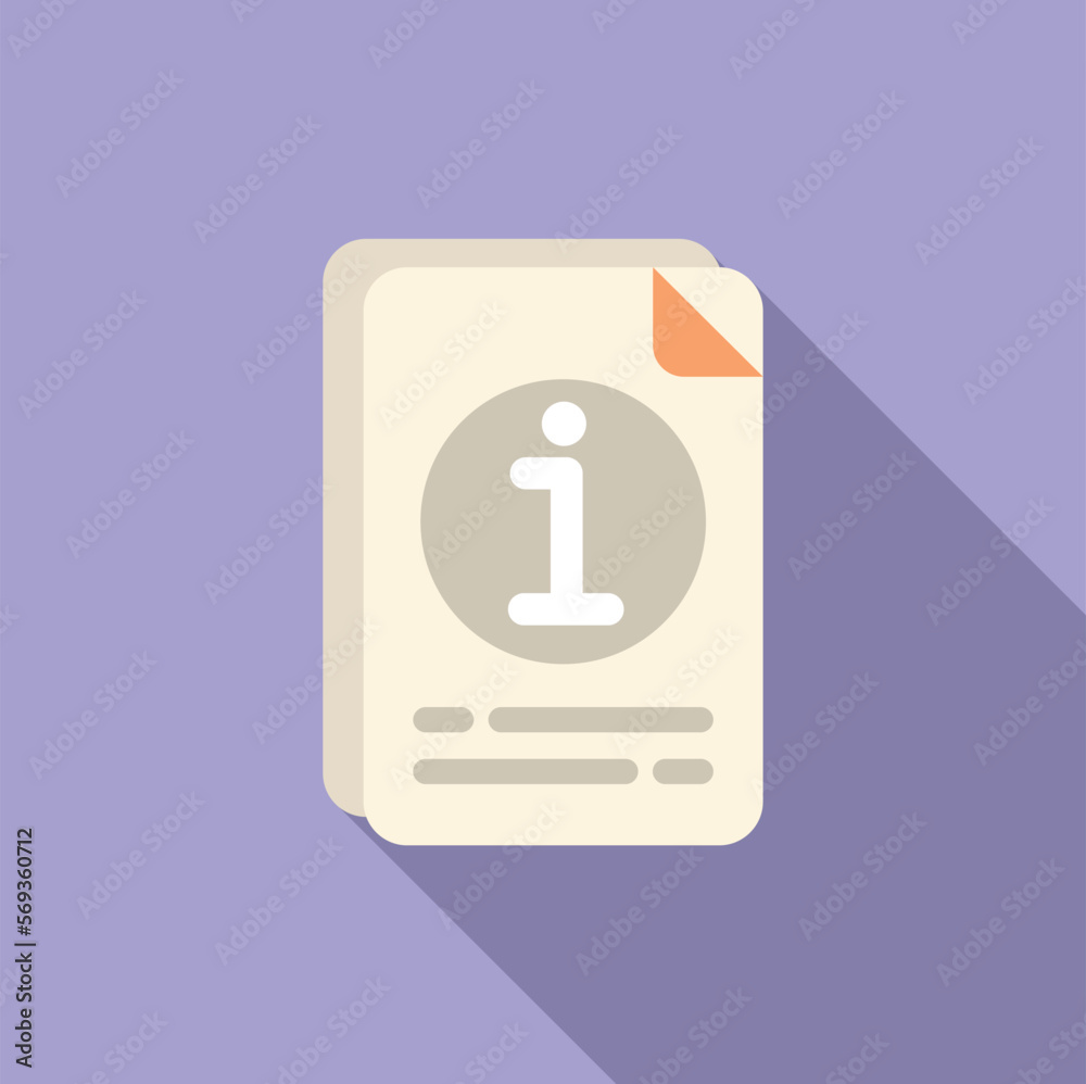 Information paper icon flat vector. Business manual. Report help