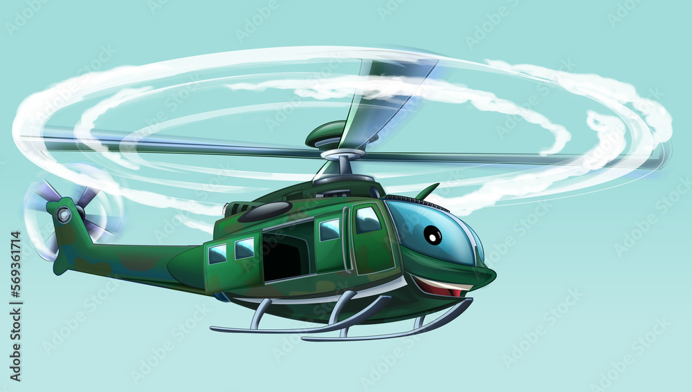cartoon scene with military helicopter flying on duty illustration for children cartoon scene with military helicopter flying on duty illustration for children