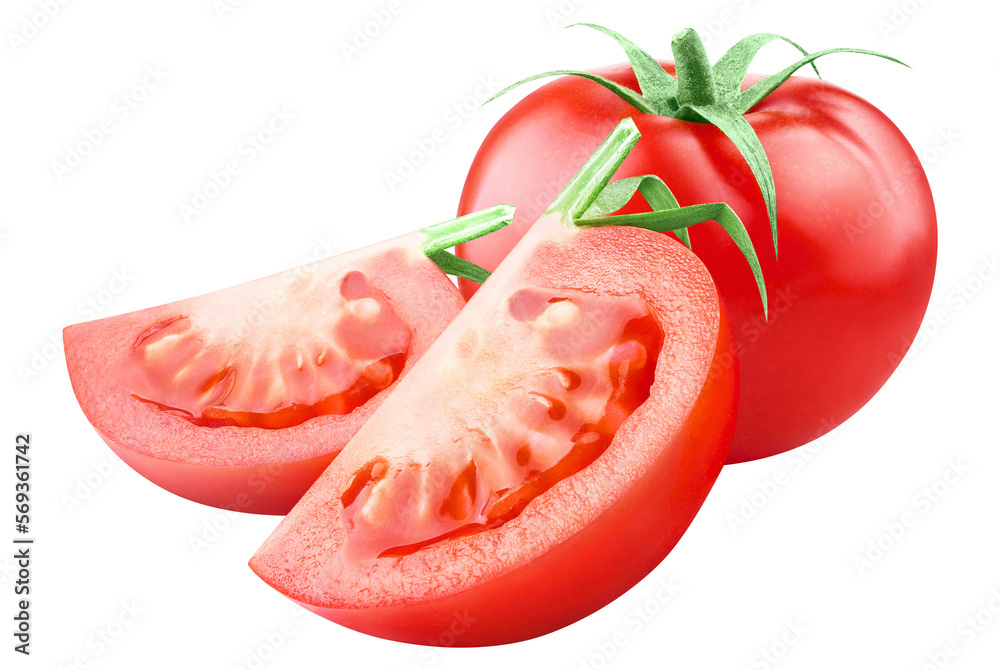 Delicious red tomatoes cut out