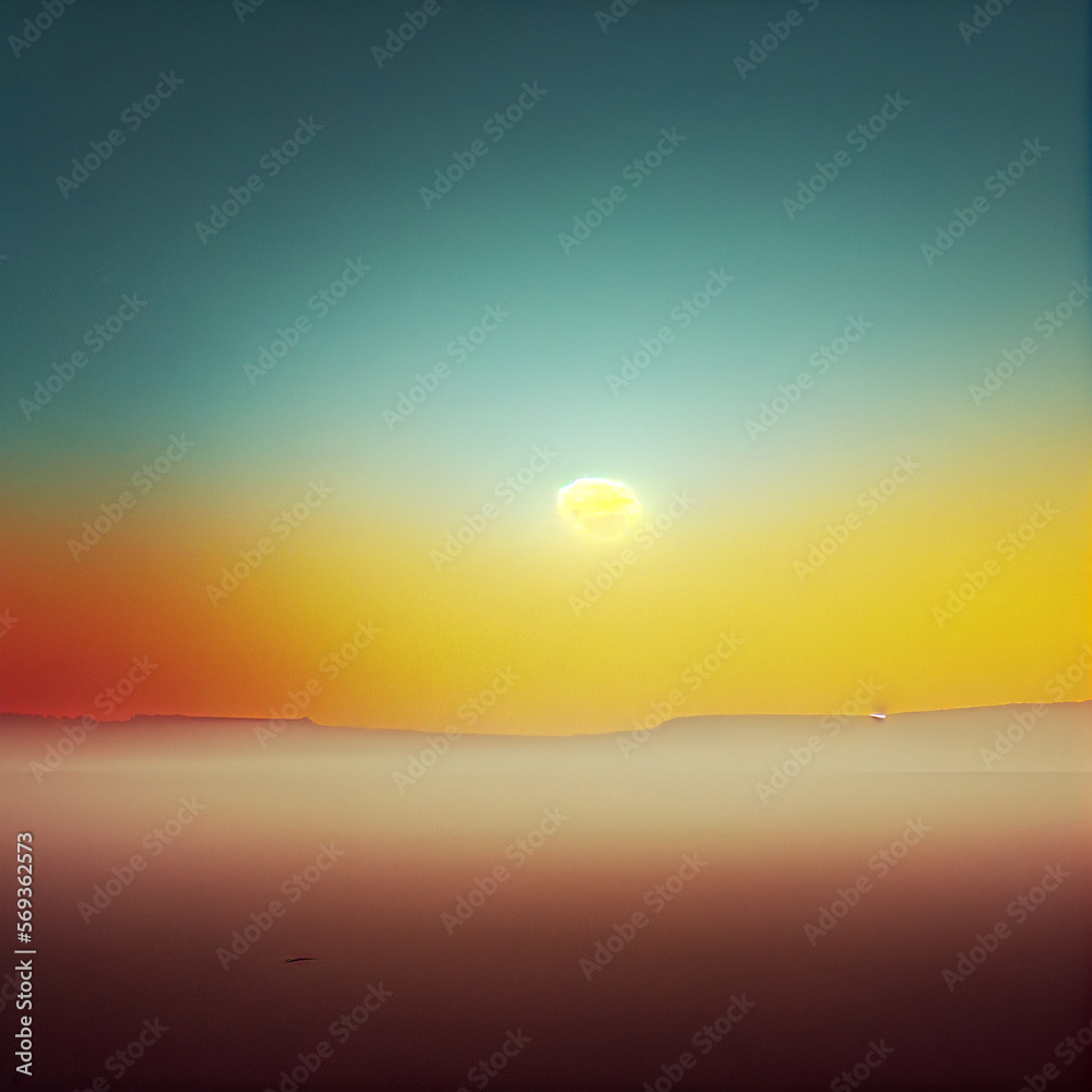 Obraz premium Beautiful horizon landscape at sunset or sunrise, Generative AI