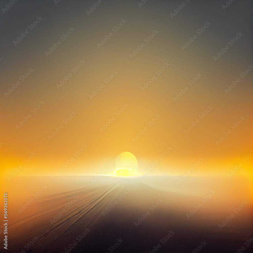 Obraz premium Beautiful horizon landscape at sunset or sunrise, Generative AI