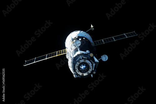 Fototapeta Naklejka Na Ścianę i Meble -  Space cargo ship in flight. Elements of this image furnished by NASA