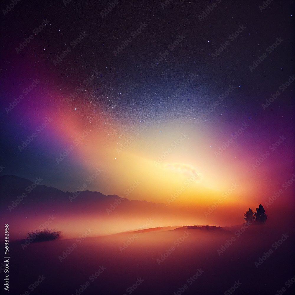 Beautiful nature landscape at nightfall, Generative AI