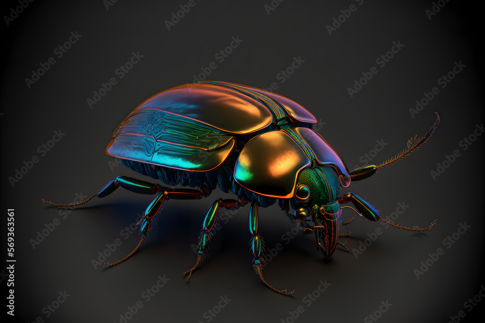 scarab beetle on black background created with generative AI technology scarab beetle on black background created with generative AI technology