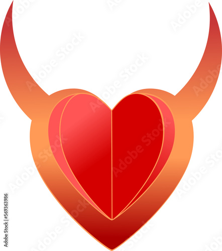 Abstrakte Illustration - Gespaltenes Herz mit Teufelshörnern