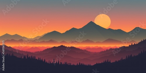 Mountain silhouette with layered horizons © Kredik