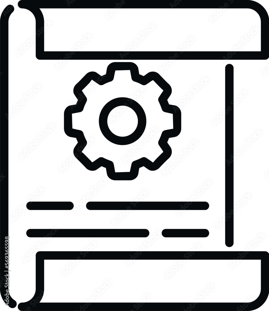 Gear paper icon outline vector. Book data. Business manual Gear paper icon outline vector. Book data. Business manual