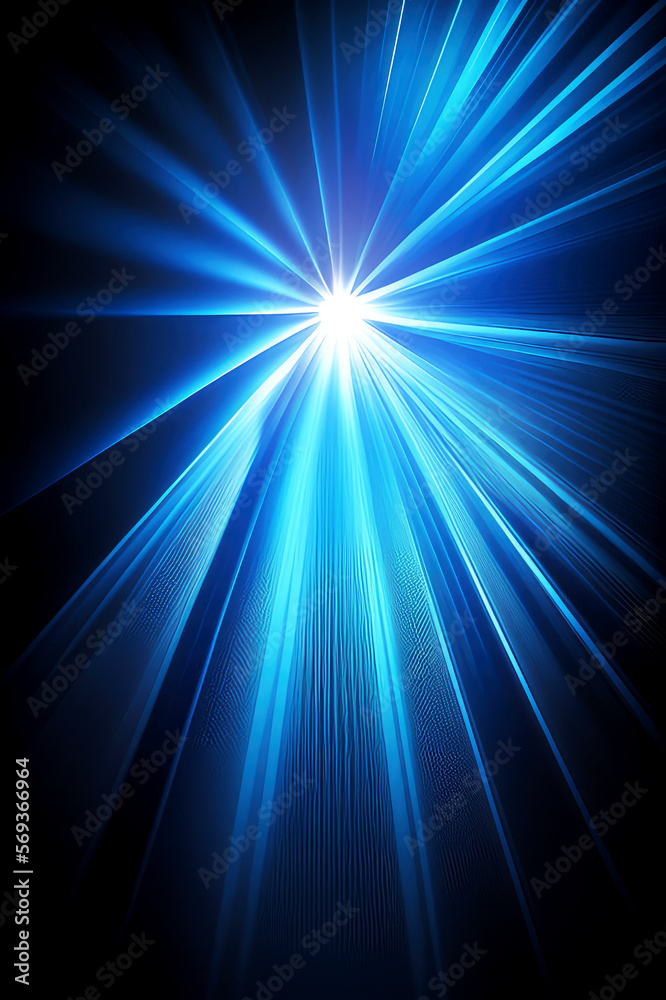 blue lights rays scene background, AI