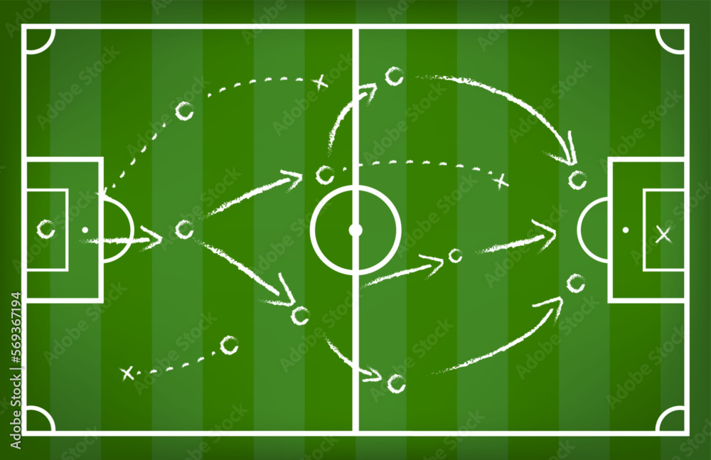 soccer strategy drawn with white chalk isolated 3d Illustration soccer strategy drawn with white chalk isolated 3d Illustration