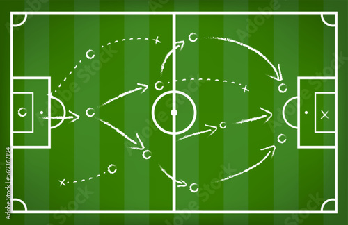 soccer strategy drawn with white chalk isolated 3d Illustration