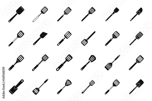 Spatula icons set simple vector. Baking bbq. Baker chef