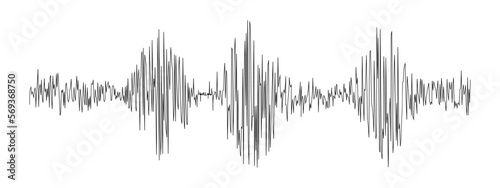Seismogram or lie detector graph. Ground motion, sound or pulse record wave. Polygraph or seismograph diagram isolated on white background photo