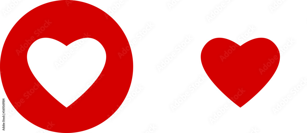 Basic Red Heart Love Health Symbol Sign in a Circle Icon Set. Vector Image.
