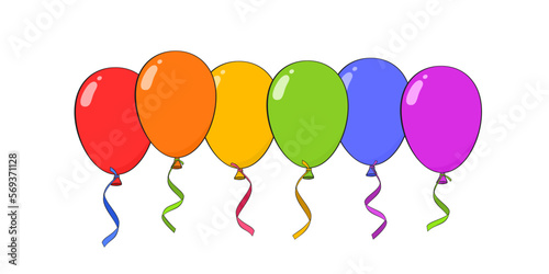 Colorful balloons in color of LGBT flag. Cartoon. Vector illustration