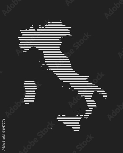 Abstract map Italy, parallel white lines