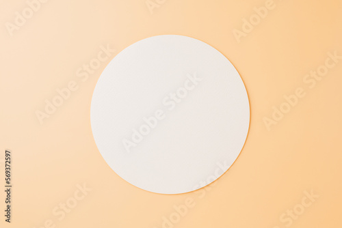 Top view blank round white paper isolated on pastel background, abstract geometric shapes, with copy space design element background, paper circle