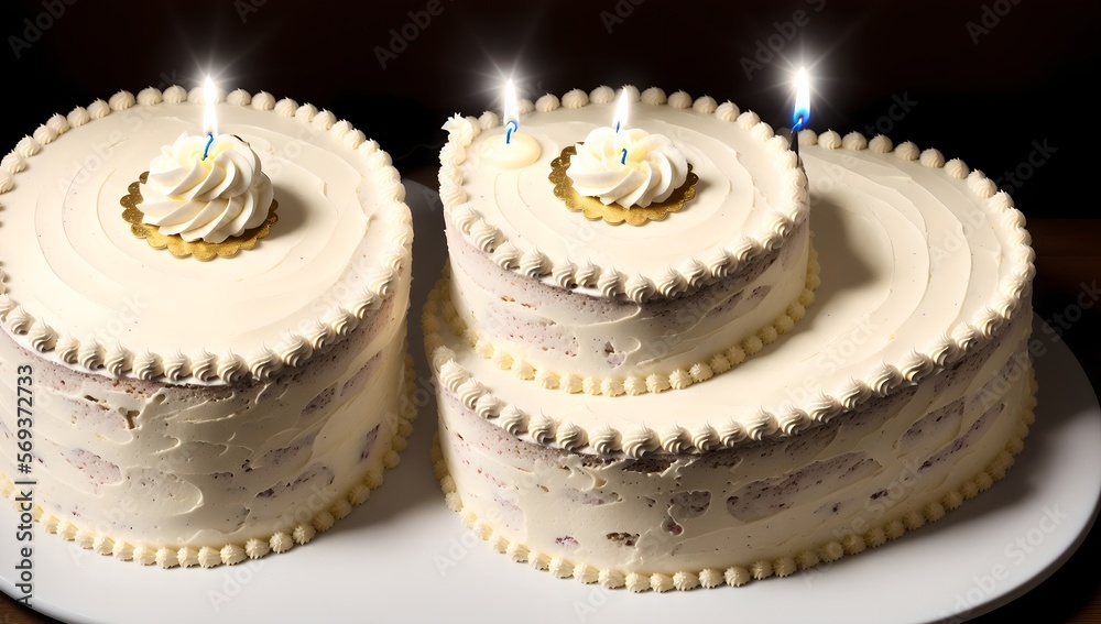 Delicious birthday cakes with candles on it 