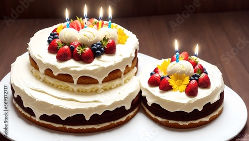 Delicious birthday cakes with candles on it 