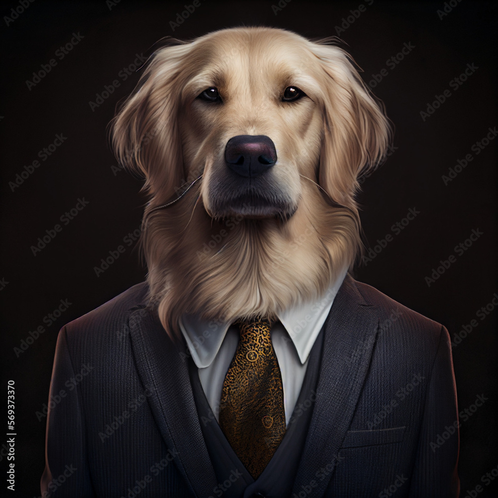 Golden Retriever dog in a suit Stock Illustration Adobe Stock