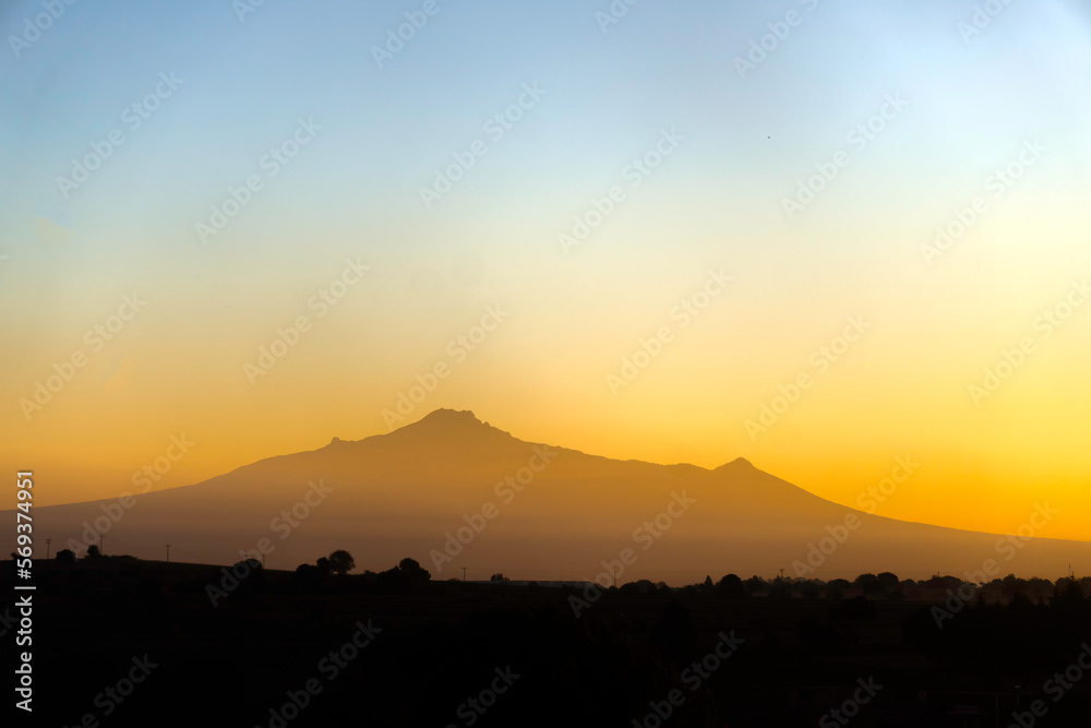 sunrise at malinche volcano in mexico