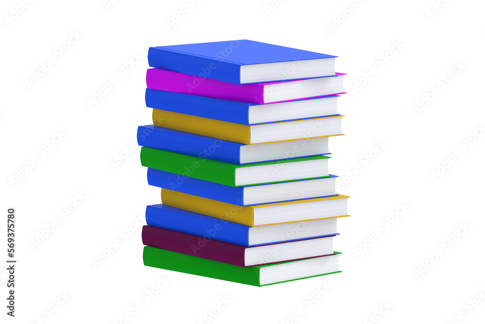 Stack of books isolated on white background. 3d render Stack of books isolated on white background. 3d render