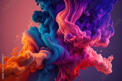 abstract smoke splatted background. Colorful smokes explosion background. Colored cloud. Colorful dust explode.ai generate.