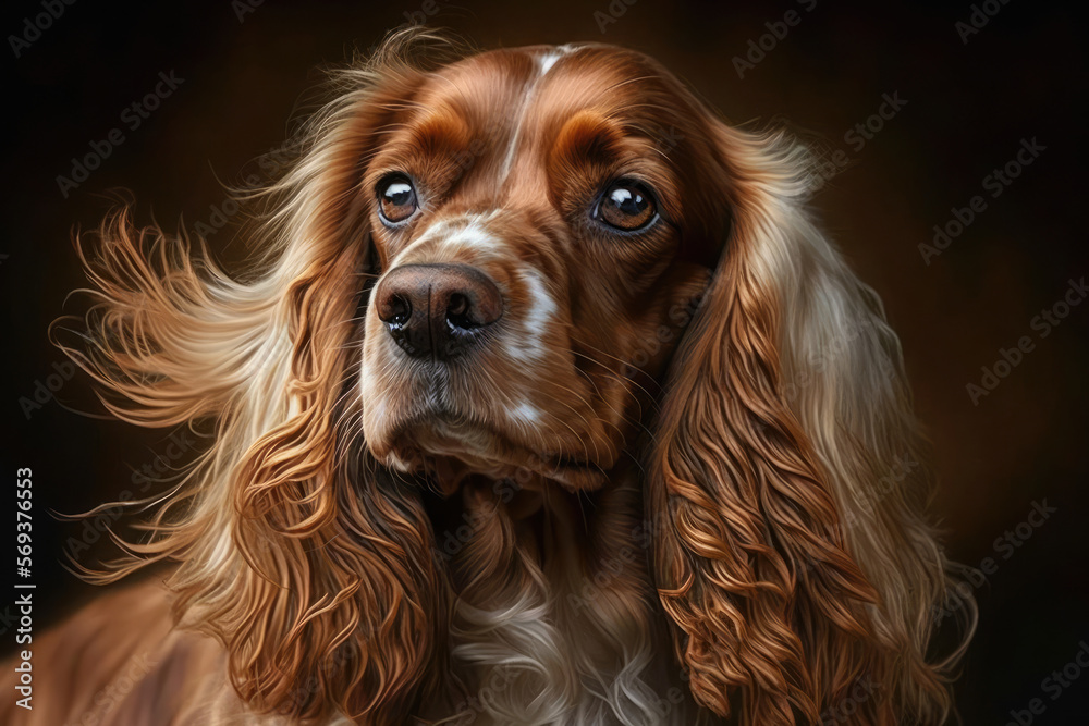 A Cocker Spaniel with beautiful curly fur, generative ai