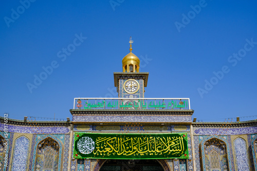 Karbala, iraq - February 04, 2023: photo of the holy shrine of imam Hussain in Karbala city photo