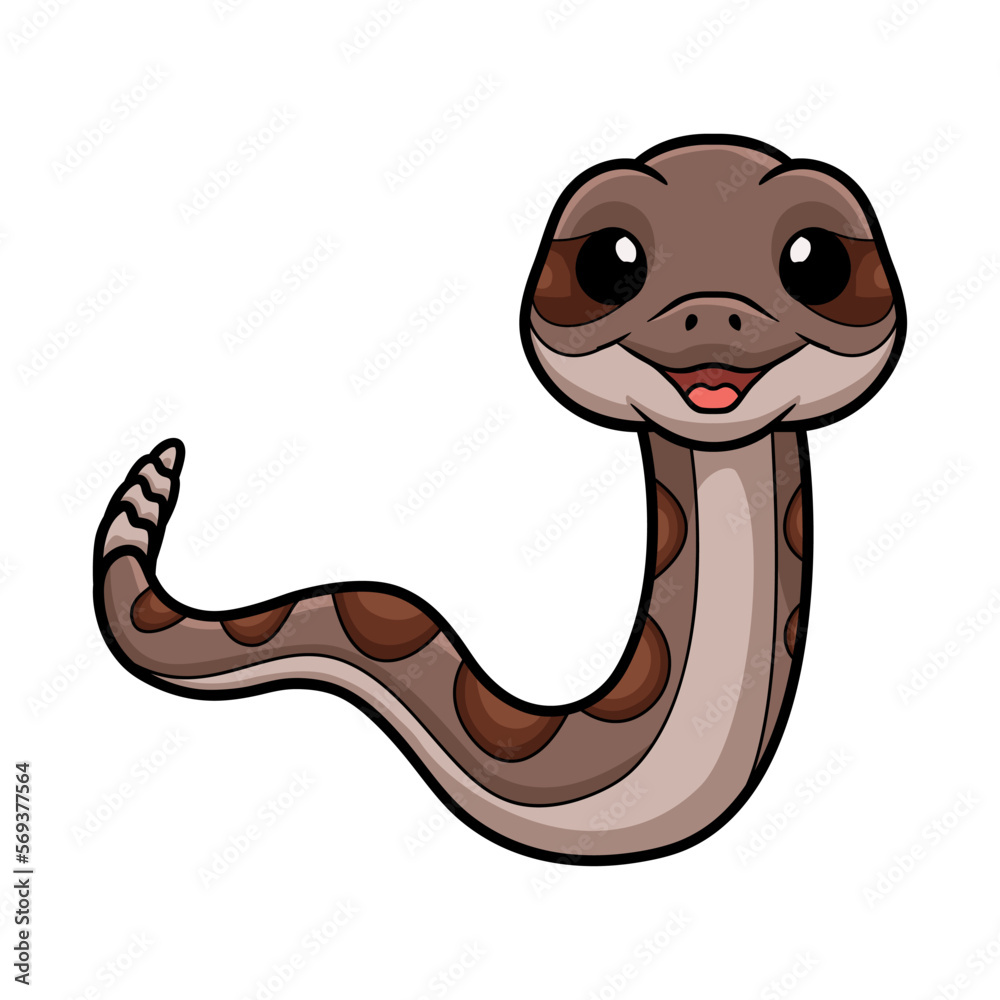 Fototapeta premium Cute rattlesnake cartoon on white background