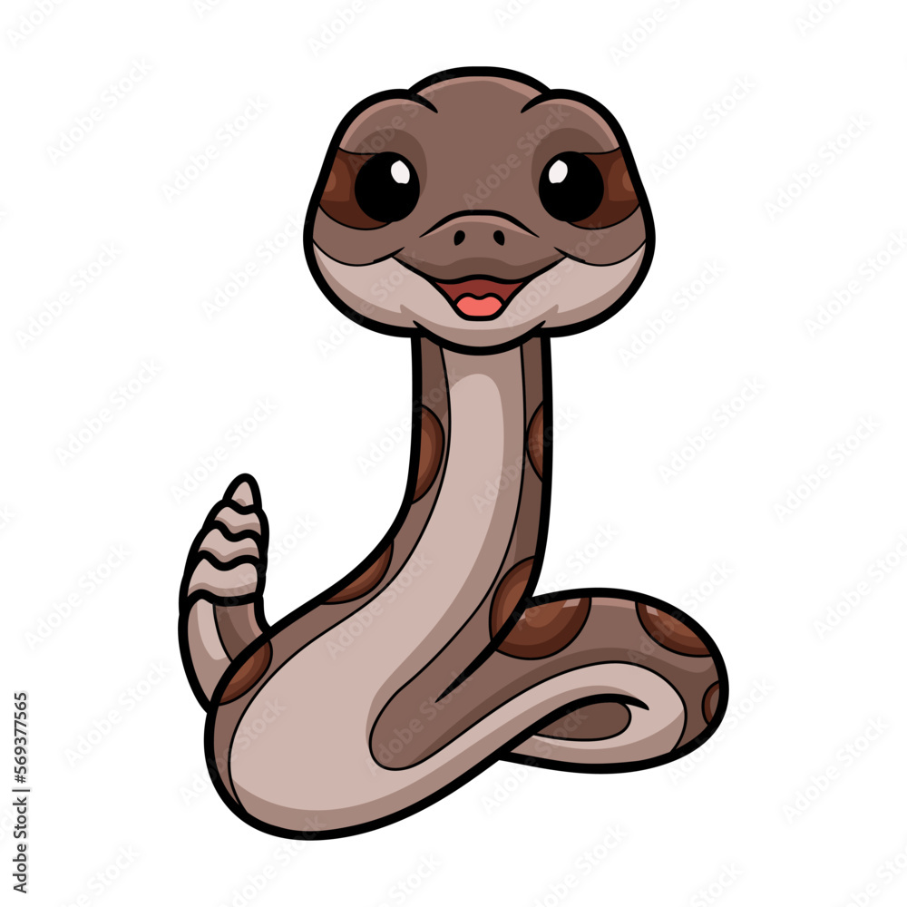 Fototapeta premium Cute rattlesnake cartoon on white background