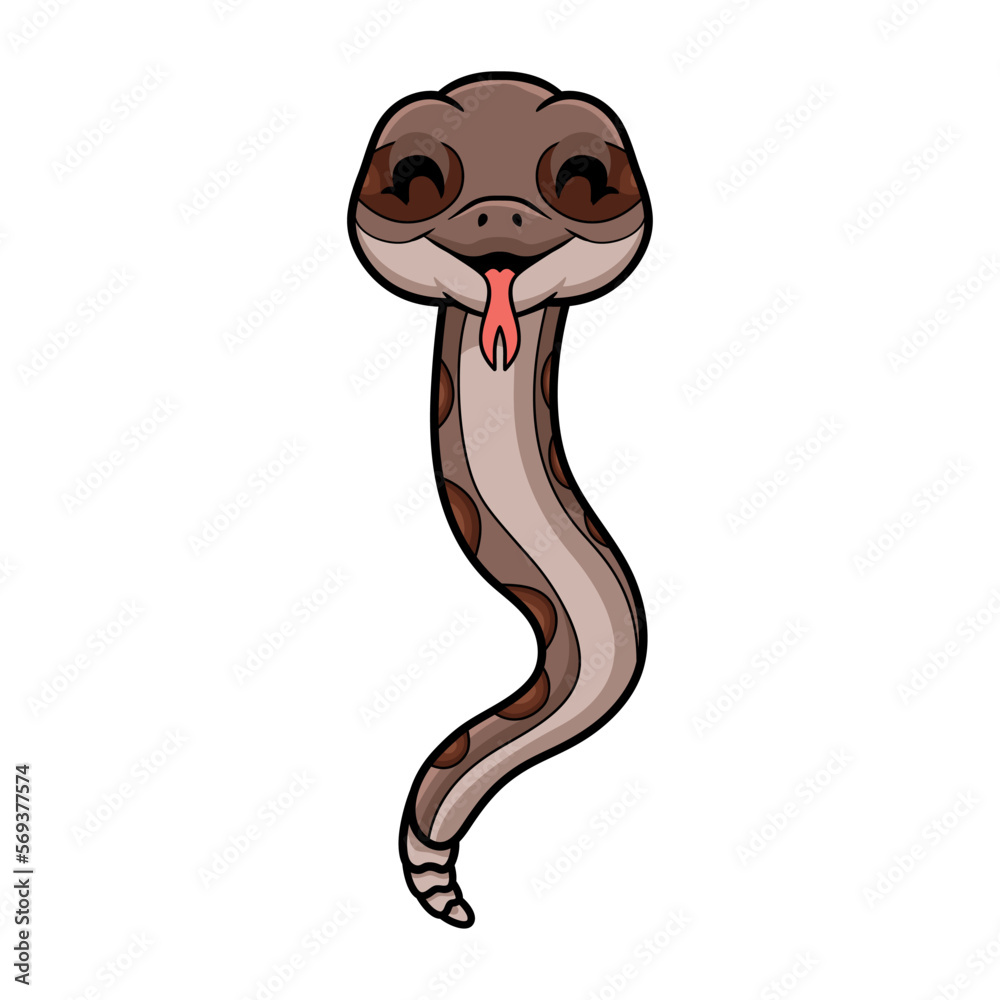 Fototapeta premium Cute rattlesnake cartoon on white background
