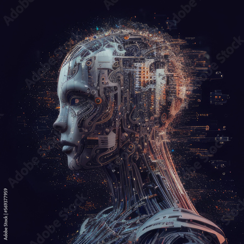 Artificial Intelligence Robot. Generative AI.