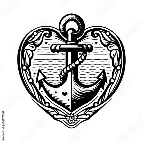 Sailor's logo tattoo heart and anchor