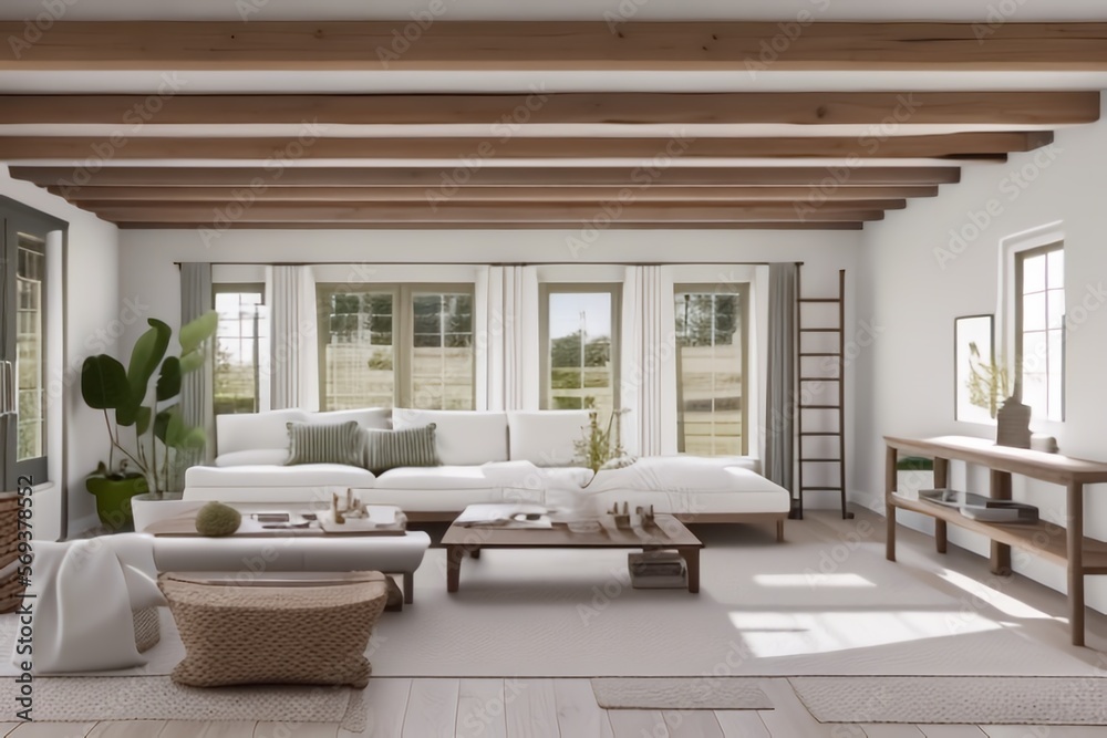 Modern Farmhouse style in light dual white tone with sunlight window