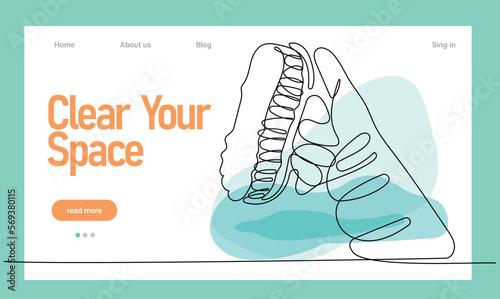 Home cleaning service landing page design concept, illustration of janitors with cleaning tools. Vector illustration