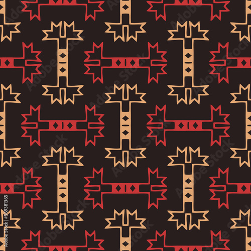 Seamless pattern with ethnic geometric ornament.
