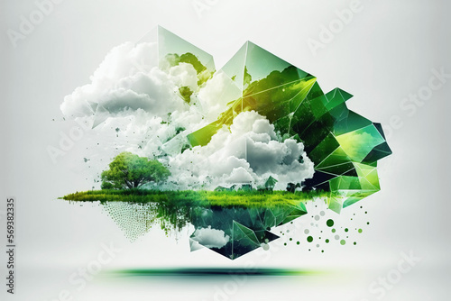 Sustainable Dreams: Imagining a Greener Tomorrow. Abstract Background. Geometric Background
