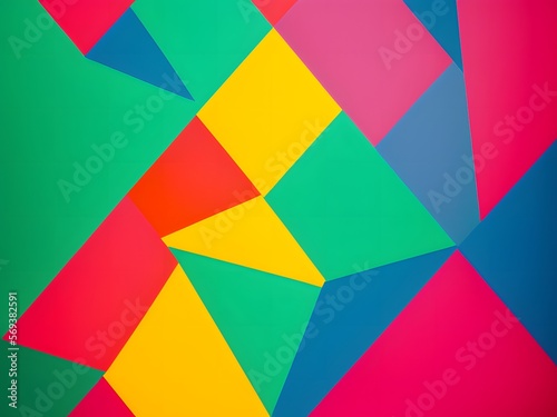 A series of overlapping triangles in a bright color scheme created with Generative AI technology