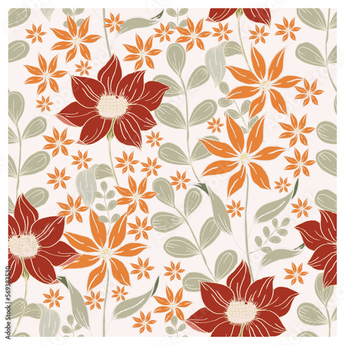 vintage flower seamless floral pattern