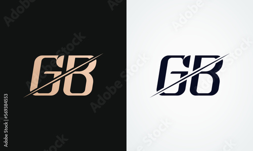 Gb Letter Logo Design Vector Template. Gold And Black Letter Gb Logo Design
