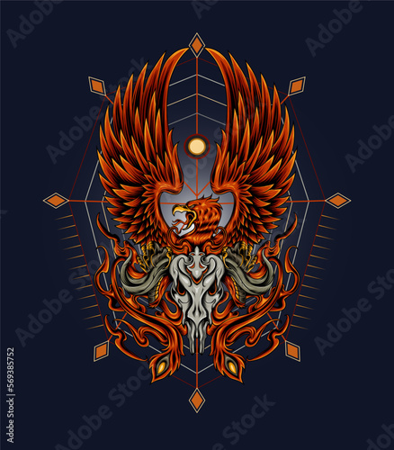 Phoenix logo illustration. The fire bird