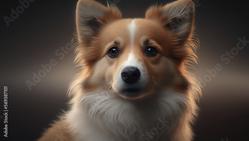 Adorable cute happy alive dog realistic graphic illustration background. Generative ai. © ant