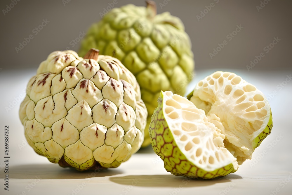 Fototapeta premium Custard Apple created using AI Generative Technology
